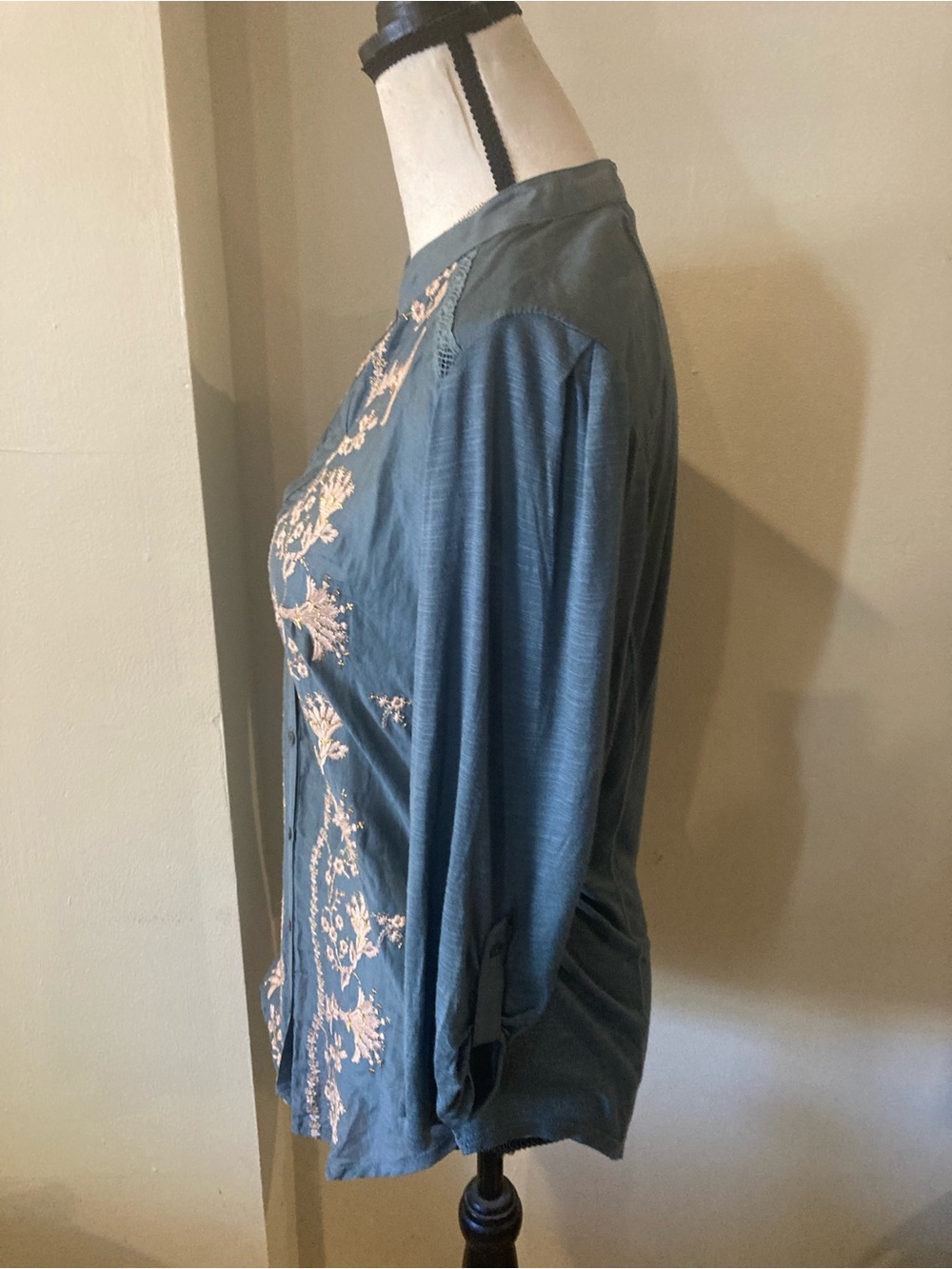 Embroidered Slate Blue Boho Tunic - Picture 3 of 7